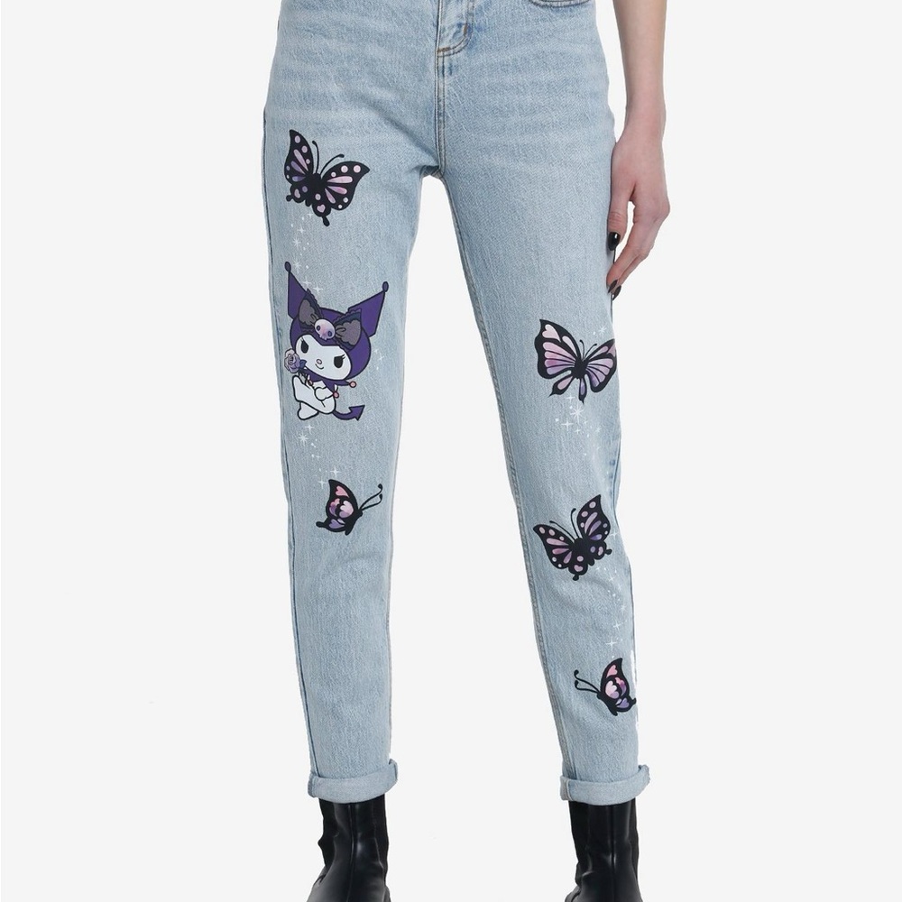 Kuromi Butterfly Garden - Mom Jeans - Size 9 by Sanrio